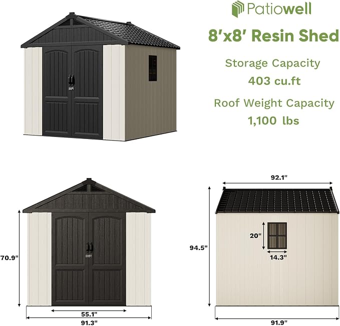 Patiowell 8 x 8 FT Plastic Outdoor Storage Shed - Image 5