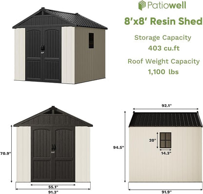 Patiowell 8 x 8 FT Plastic Outdoor Storage Shed - Image 5
