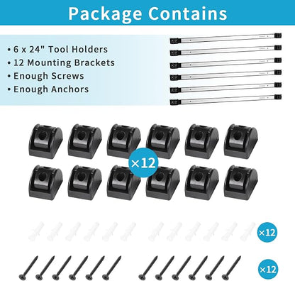 6 Pieces 24" Magnetic Tool Holder Strip, Stainless Steel Surface Tool Magnet Bar - Image 7