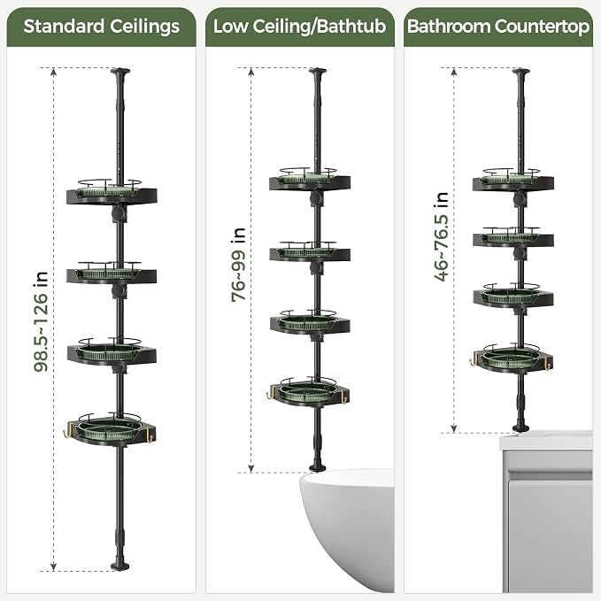 AKINBAS 360° Rotating Shower Caddy Tension Pole - Image 4