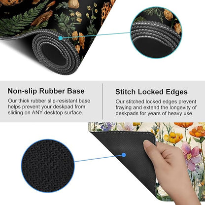 Vintage Butterfly Mushroom Mouse Pad – Large Extended Desk Mat 35.43 x 15.75 in - Image 5