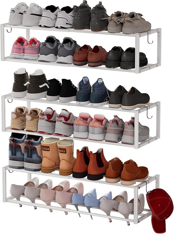 3 Pack Expandable Wall Mounted Shoe Rack, Heavy Duty Metal Shoe Racks Holder by HomeOrganizerandStorage