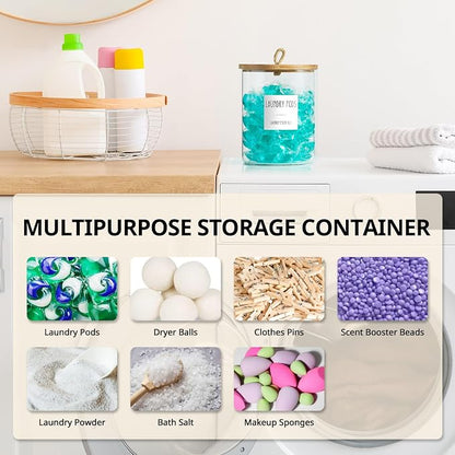 Glass Laundry Pods Container, 0.5 Gallon 2 Liter Laundry Jars - Image 4