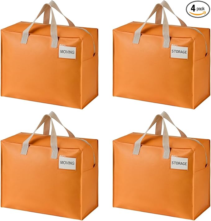 VENO 4 Pack Heavy Duty Moving Bags, Storage Bags, Packing Supplies, Top Zipper by Veno