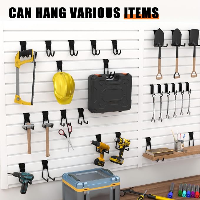 18PCS Black Slatwall Hooks, Garage Slatwall Accessories, Utility Hooks - Image 2