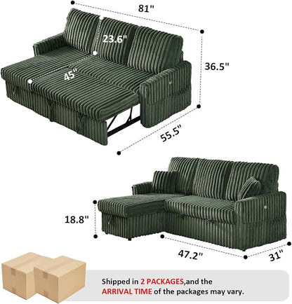 KCGKCG Sleeper Sofa Bed, 81” Pull Out Couch Bed - Image 3