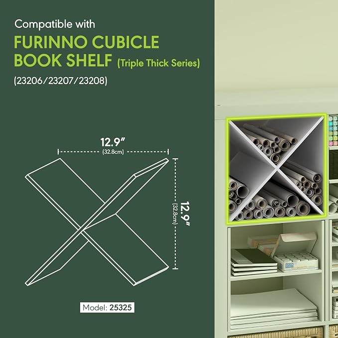 Furinno Cubicle Cube Insert, X-Shelf Cube Organizer, 3-Shelf Accessory - Image 3
