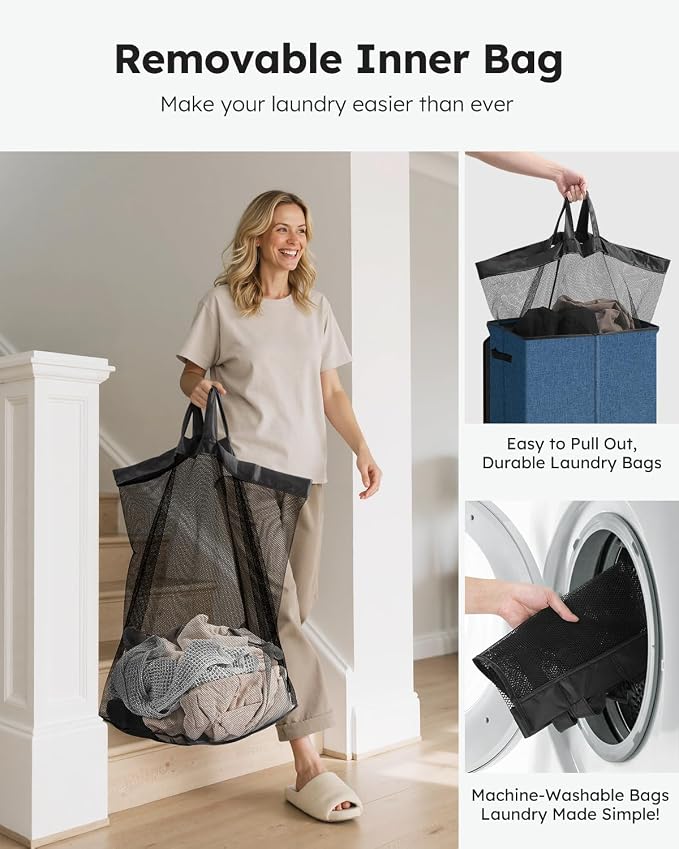SOLEDI Laundry Hamper with Lid 130L Large & Tall Collapsible Laundry Basket - Image 4