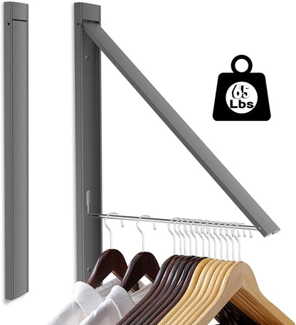 No Drill Wall Mounted Drying Rack 65 lb Aluminum, Fold away wall mount saves by SunEegral