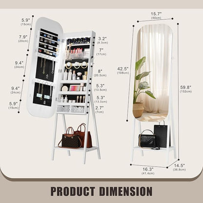 6 LED Mirror Jewelry Cabinet - Image 3