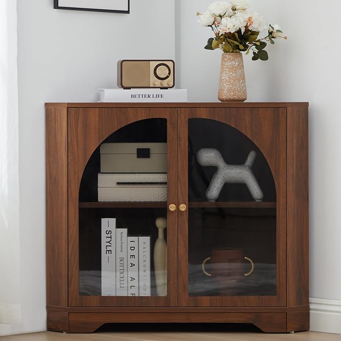 Mid-Century Floor Coner Storage Cabinet, Living Room, Coofee Bar by SUJOUCRAFT