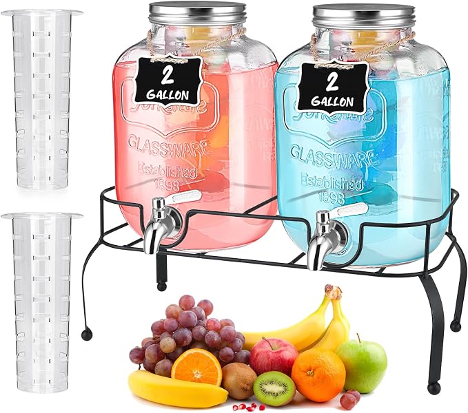 Lallisa 2 Pcs 2 Gallon Glass Drink Dispenser by Lallisa