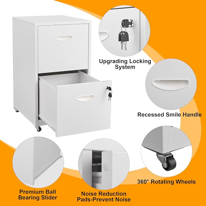 2 Drawer Mobile File Cabinet - Image 4