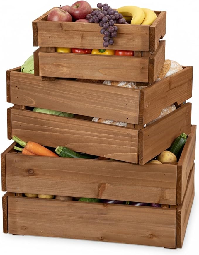 Set of 3 Rustic Wooden Storage Crates - Image 7