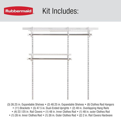 Rubbermaid Configurations Custom Closet Kit 3-6 Ft. Adjustable Metal Wire - Image 6