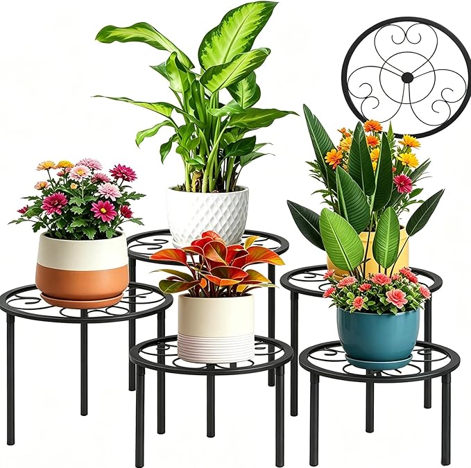 5 Pack Metal Plant Stands, Heavy Duty Potted Holder by mekpiwu