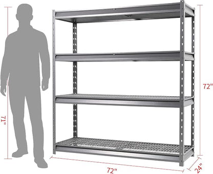 The Atlas 72" W Heavy Duty Garage Shelving Load 8000 Lbs, 4 Tier Metal Storage - Image 2