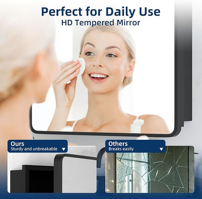 Medicine Cabinet with Mirror, 20x26 Inch Black Bathroom Mirrored Cabinet - Image 6
