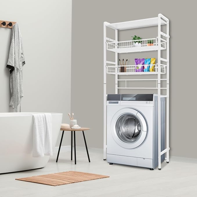 Over Washer and Dryer Storage Shelves, 3-Tier Washing Machine Organizer Rack - Image 4