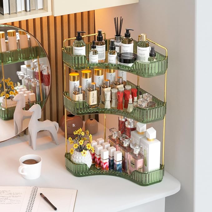 GTI 3-Tier Corner Bathroom Counter Organizer, Large Capacity Makeup Organizer - Image 7