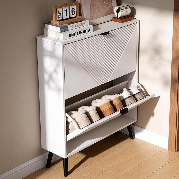 oakvivo Shoe Cabinet Storage, Farmhouse Freestanding Organizer - Image 8