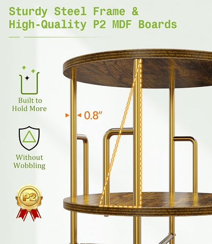 6 Tier Rotating Bookshelf Tower Round, 74” Tall Spinning Bookshelf Tower - Image 5