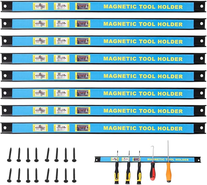 Magnetic Tool Holder 8 Pack, Wall Mounted Metal Tool Rack Bar by SRECELL