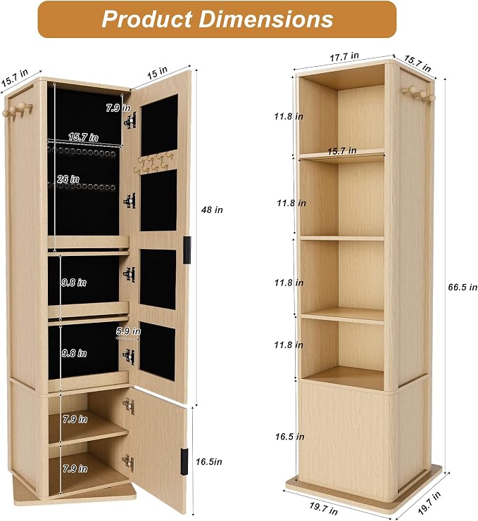 Montary 360° Rotating Makeup & Jewelry Cabinet - Image 2