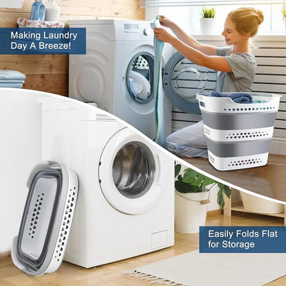 Collapsible Laundry Basket Plastic 42L Foldable Clothes Hamper - Image 2