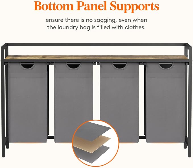 Lifewit Laundry Hamper 4 Section, 168L Pull out Laundry Clothes Basket Organizer - Image 5