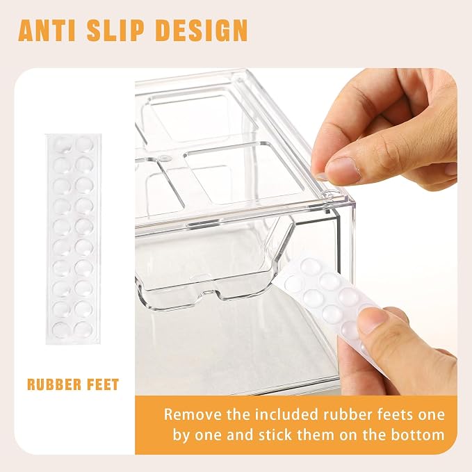 6 Pack Stackable Makeup Organizer, 4.4'' Tall Acrylic Bathroom Makeup Organizer - Image 3