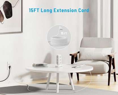 Flat Plug Power Strip Tower, 40W Total Fast Charging Station, Dual PD 20W USB-C - Image 5