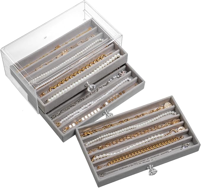 SPAKOWN Necklace Organizer Box, Velvet Necklace Box Holder Tray by SPAKOWN