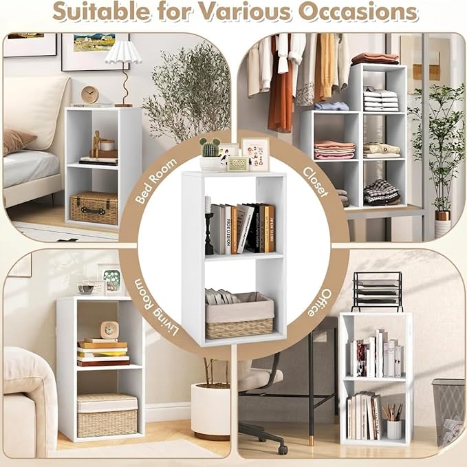 POWERSTONE 2 Cube Storage Organizer, 2 Tier Cubby Bookshelf Freestanding - Image 7