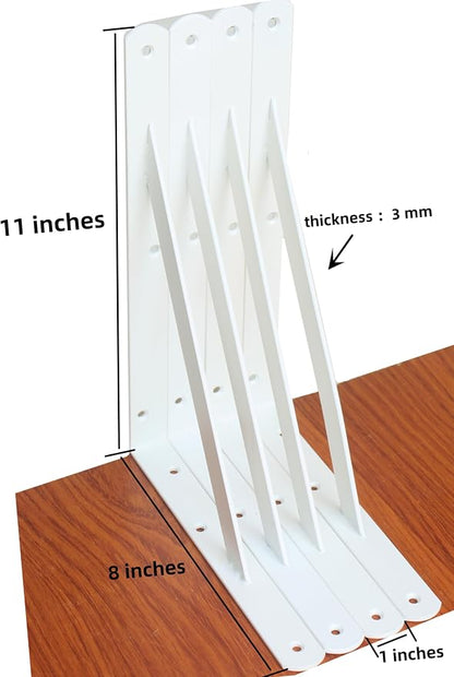 12 Pack L11 x H 8" White Heavy Duty Shelf Brackets - Image 2