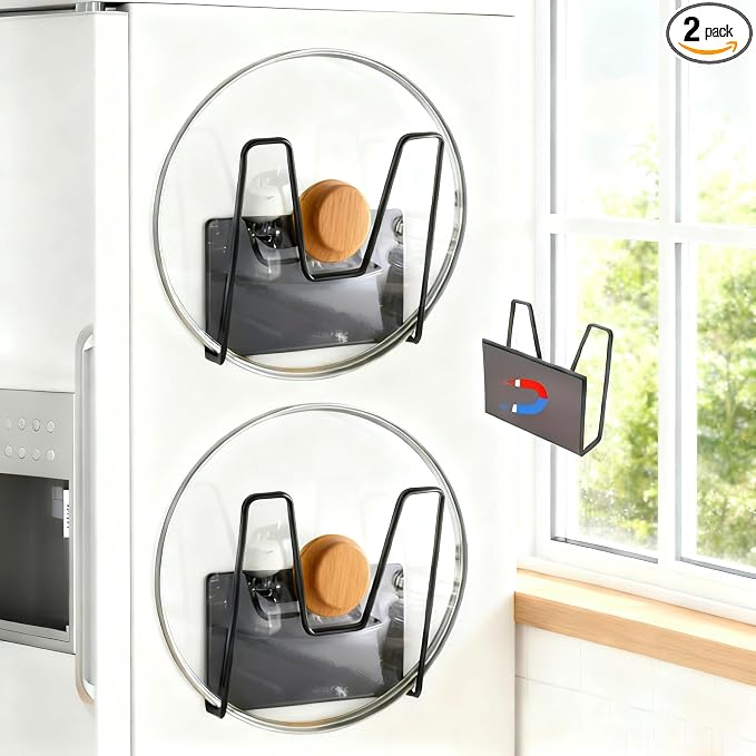 Magnetic Pot Lid Holder for Refrigerator, 2 Pack Strong Magnetic Pot Lid by Unknown