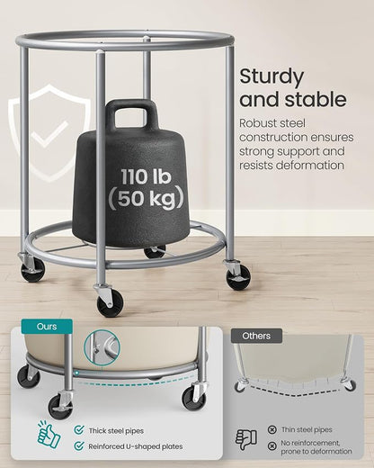 SONGMICS Laundry Basket, Rolling Steel Frame - Image 4