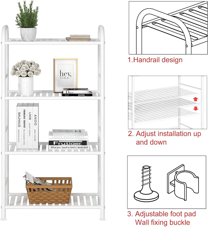 JSB 4-Tier Adjustable Shelving Unit, Heavy Duty Storage Rack Organizer Metal - Image 6