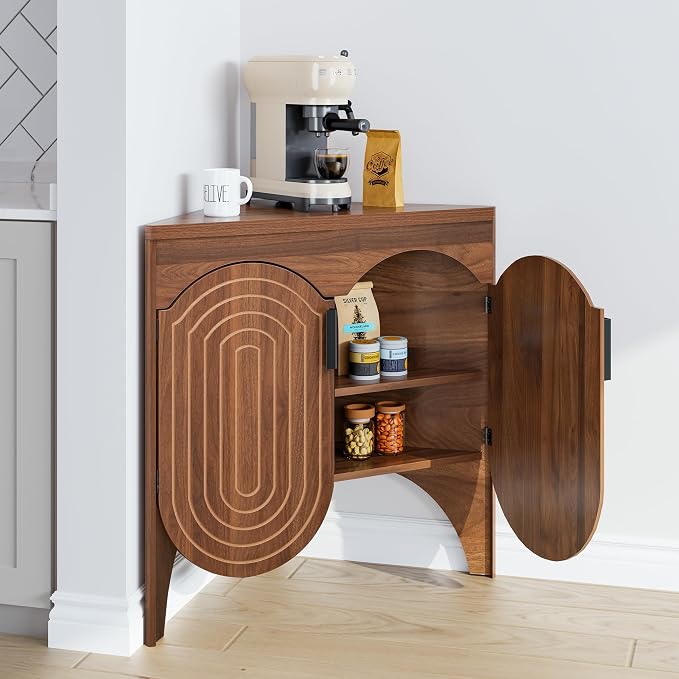 Small Corner Storage Cabinet, Mid Century Modern Floor Corner Cabinet - Image 5
