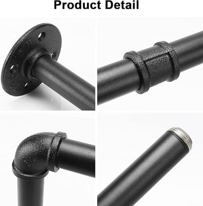 Industrial Iron Pipe Clothes Hanging Bar DIY Wall-Mounted Garment Rack Heavy - Image 4