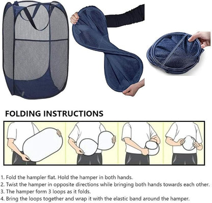 Larpur Popup Mesh Laundry Basket, Collapsible and Portable Clothes Washing - Image 5
