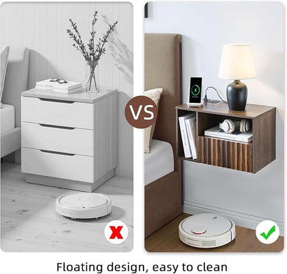 Modern Walnut Fluted Floating Nightstand - Image 4