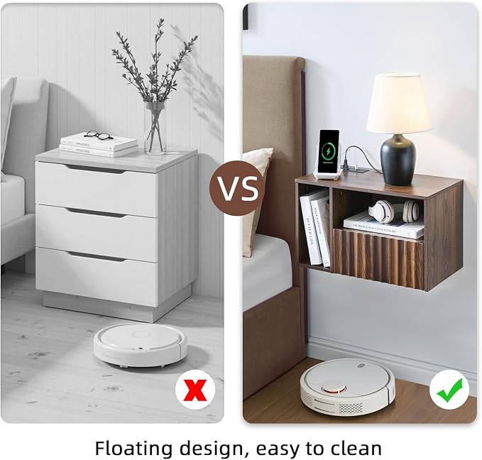 Modern Walnut Fluted Floating Nightstand - Image 4