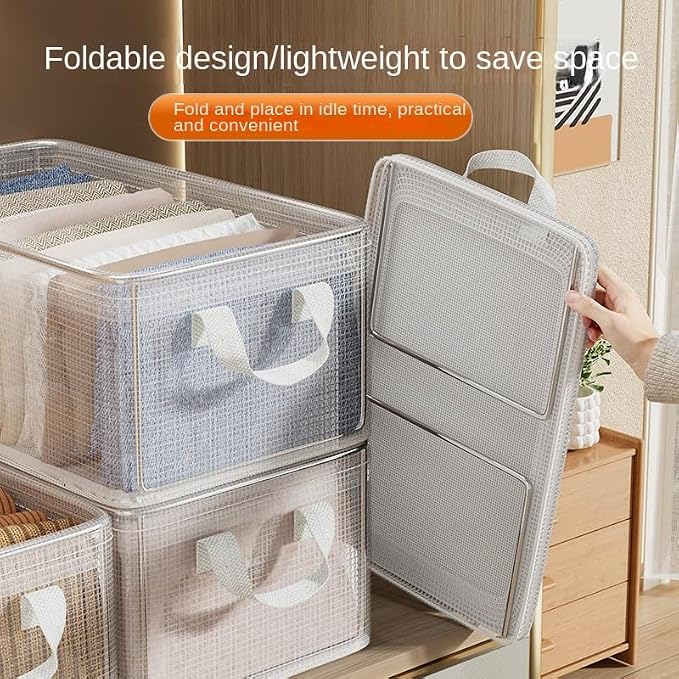 1 Pc Transparent Solid Steel Frame Storage Box, waterproof, underwear Storage - Image 3