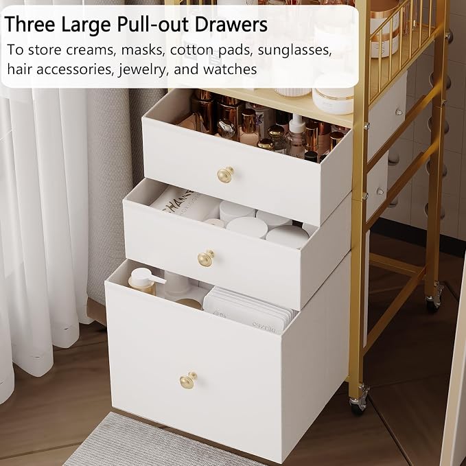 Makeup Organizer Cart with Drawers, Floor Skincare Organizers Make Up - Image 4