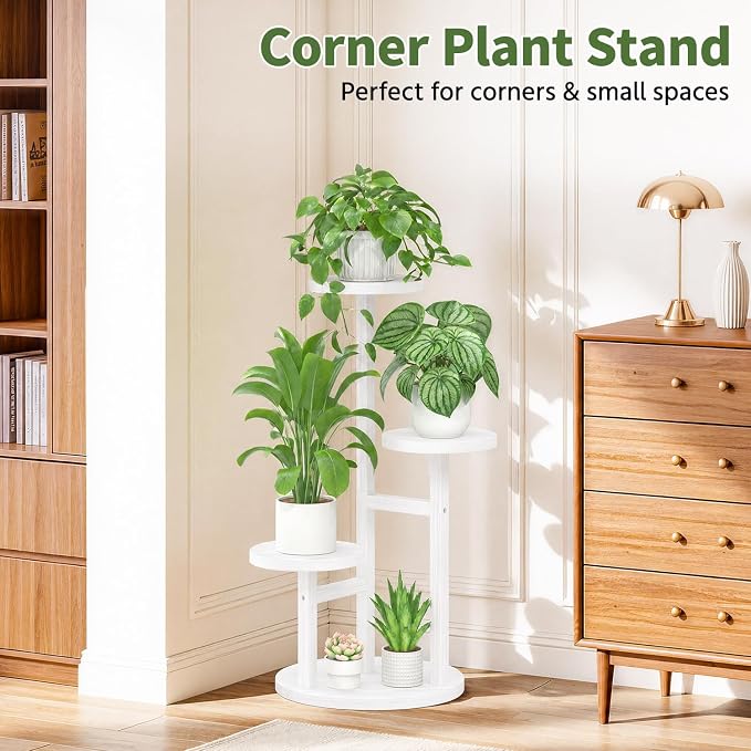 LASZOLA 3 Tiered Wood Plant Stand Indoor Corner, Flower Holder Rack Tall - Image 2