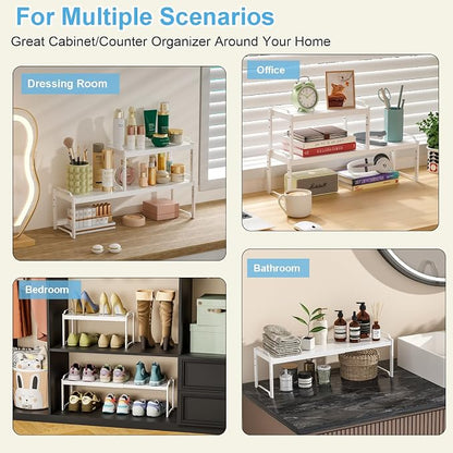 3 Pack Kitchen Cabinet Organizer Shelf, Stackable Expandable Shelves Organizers - Image 8