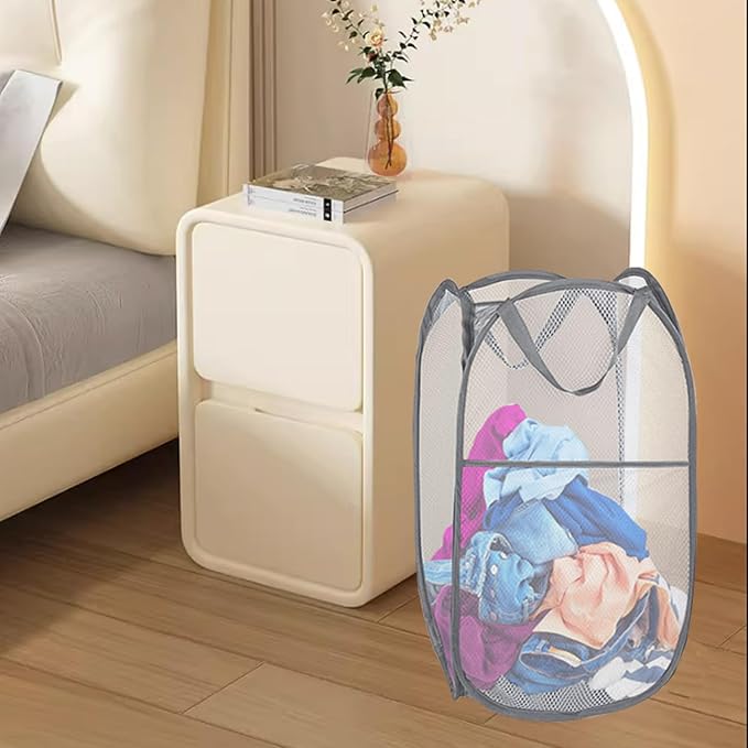2 Pack Pop Up Laundry Hamper, Collapsible Laundry Baskets, Foldable Mesh - Image 5