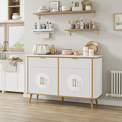 47.2" Buffet Storage Cabinet, Modern Fluted Coffee Bar Station - Image 5