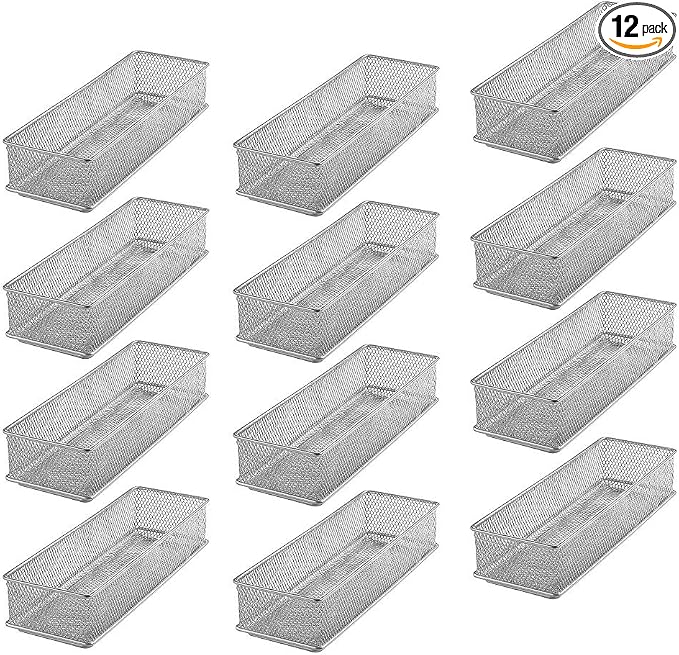 YBM HOME Silver Mesh Drawer Cabinet and or Shelf Organizer Bins, School Supply by YBMHome